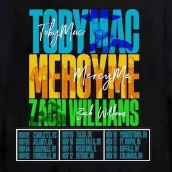 TobyMac MercyMe Zach Williams 2023 Tour T-Shirt 2 Sided Christian Music Tee 134 - Picture 3 of 6